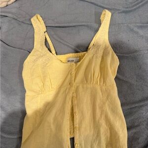 Hollister Light Yellow Smocked Top